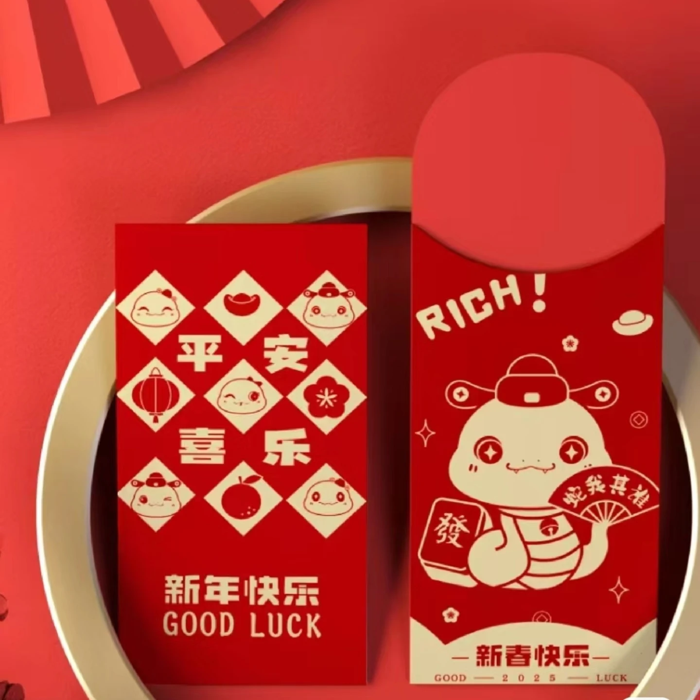 Custom Gold Stamping Red Packet 2025 Red Envelopes Chinese New Year Lucky Money Hongbao Packet Angpao