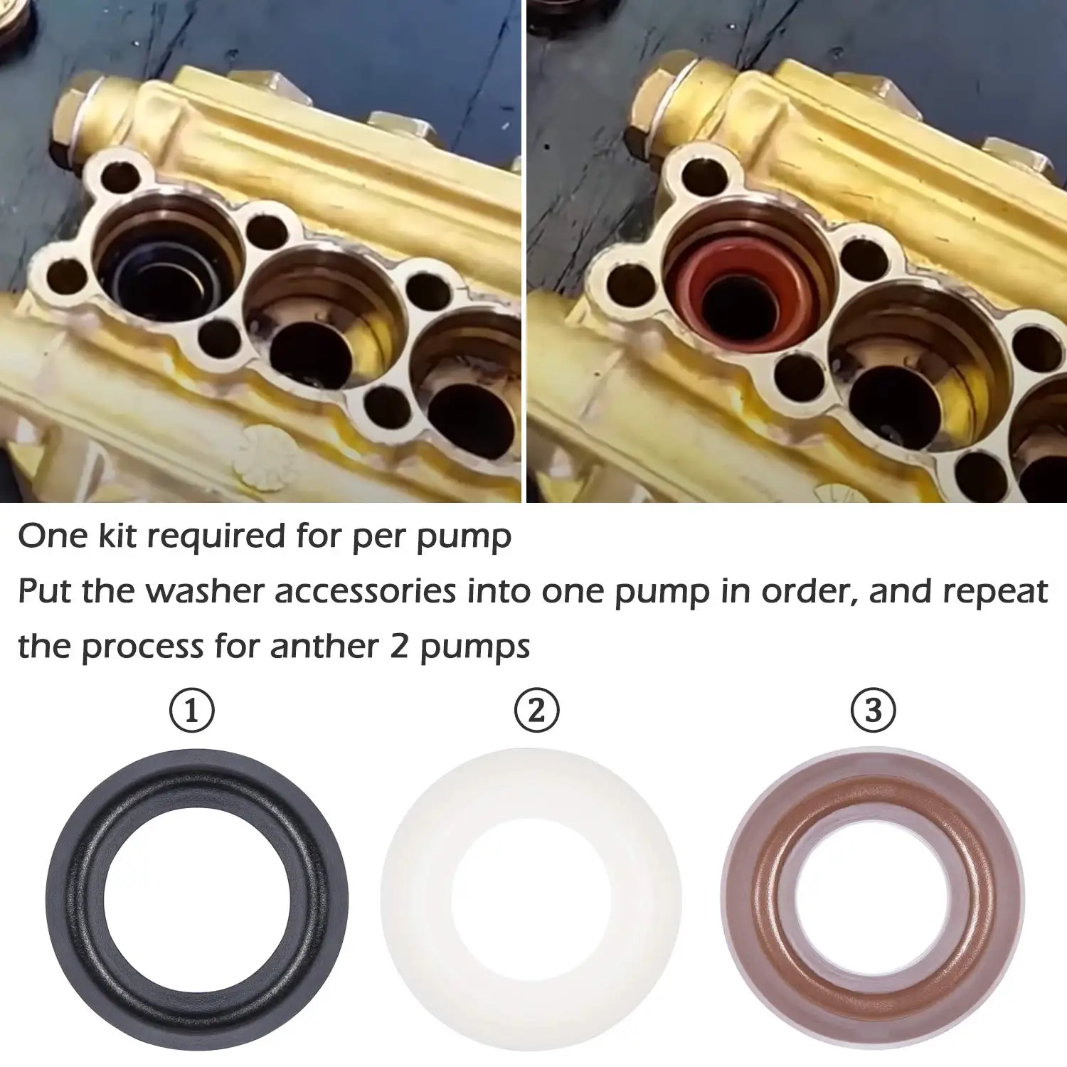 Annovi Reverberi AR42549 Genuine Packing Water Seals Kit – For RR & RRA-N Series Pumps, 18mm, OEM Italy