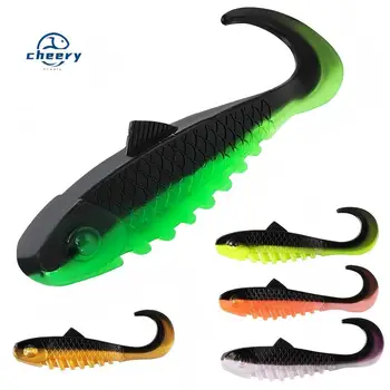 CHEERY 5.5cm 2g Drop Shot Floating Ribbed Paddle Tail Soft Plastic Lure PVC Artificial Bait for Bass Fishing – Soft Lure – view 2