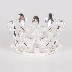 Корона для торта, декоративные украшения, мини-стиль с жемчугом, круглая корона, украшения для торта на день рождения, Аксессуары для выпечки, маленькая корона, тиара
