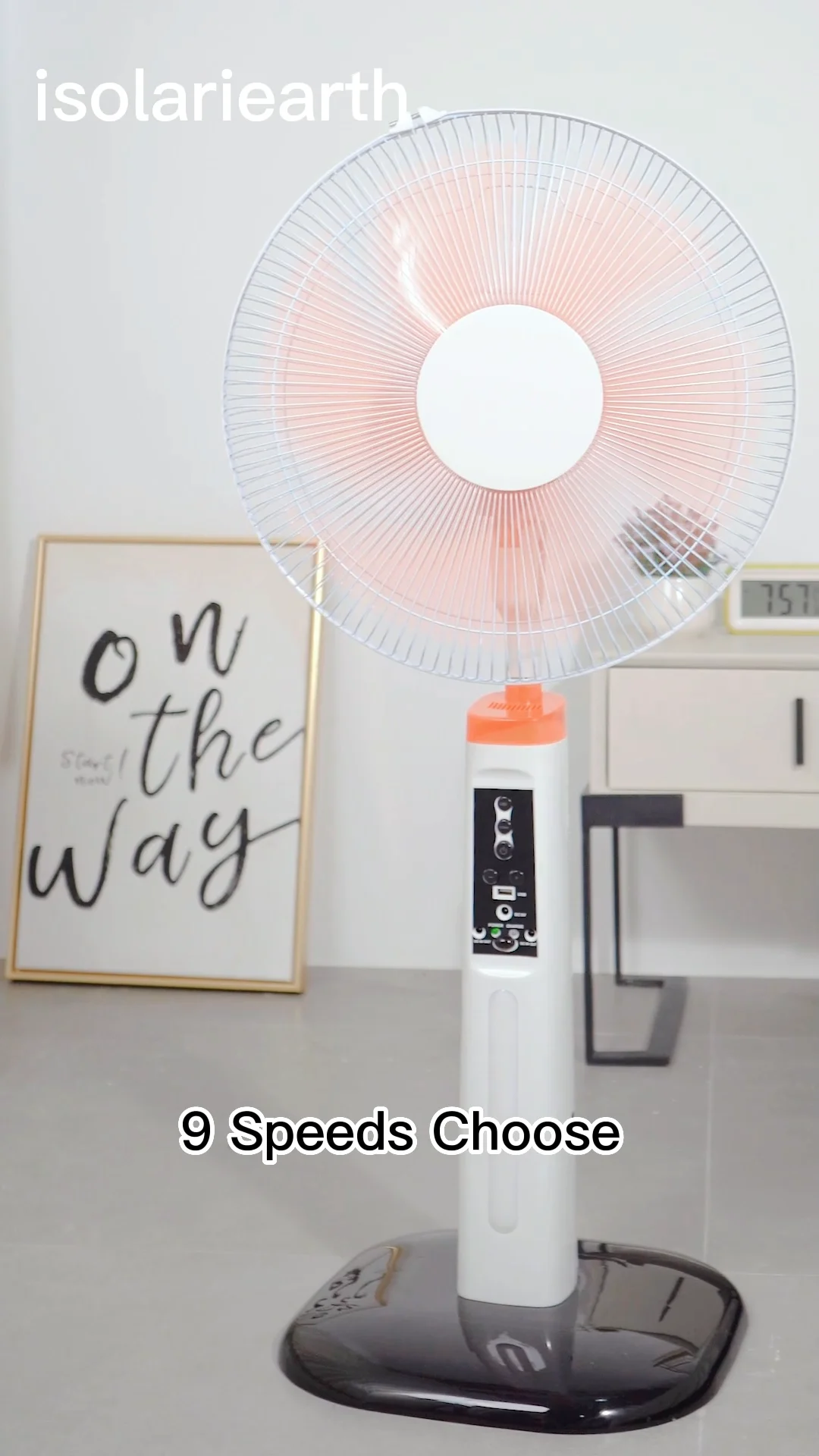 16 Inch Pedestal Fan Low Noise Portable Solar Power Electric Floor