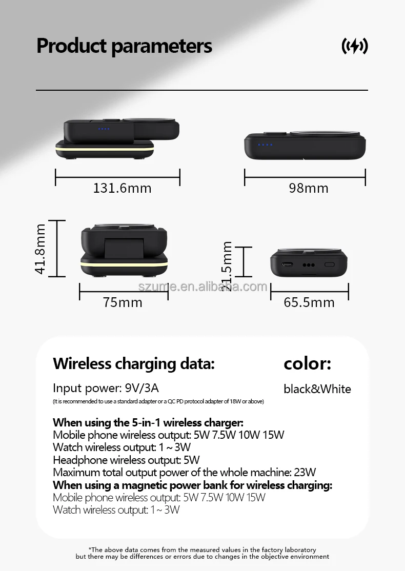 Hot folding 3in1 wireless charging station 10000mAh wireless Power Bank 15W Magnetic Wireless Charger