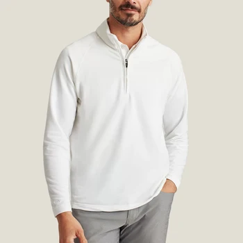 High Quality White Quarter Zip Pullover Embroidered Sport Half Zip Pullover Men