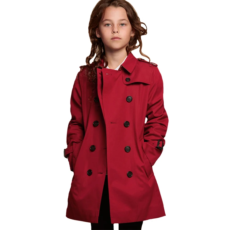 Beautiful Autumn Winter New Design Girls Long Winter Coat Red Color