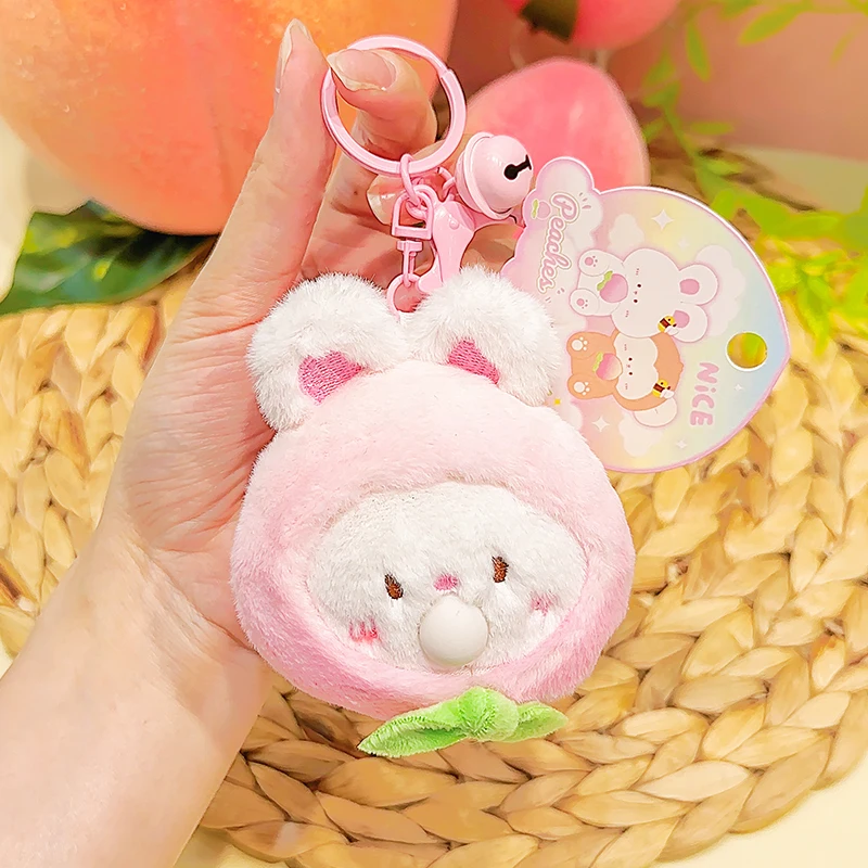 Promotional 3D Cartoon Anime Key Chain Animal Bubbles Series Rabbit Monkey Shape Cute Plush Keychain