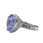 Tanzanite Blue OEVAS 100% 925 Sterling Silver 8*13mm Tanzanite Blue High Carbon Rings For Women Sparkling Wedding Party Fine Jewelry