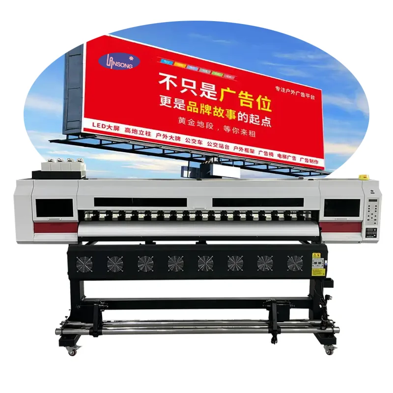 Eng arzon 1,6 m 1,8 m 1800 mm Ekologik erituvchi bilan ishlaydigan printer Xp600 I3200 boshlik 6 futli inkjet printer g'ildirakli vinil nishonli printer tashqi foydalanish uchun plotter