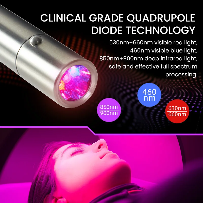 1pcs Custom Logo 5 Led Red Light Therapy Torch Hand Held Wand for Face Beauty Home Use