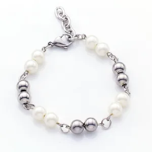 OEM Anti-Allergy Hand Jewelry for Women New Design Stainless Steel Irregular Round Pearl Bracelet Fashionable Bangles