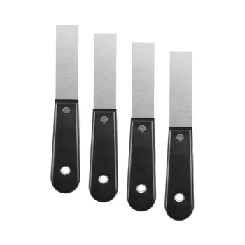 Uxcell Industrial Grade 1\" Spatula Drywall Repair Spreader Stainless Steel Blade with Black Handle 4pcs Putty Scraper