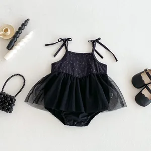 Summer Princess Cute ODM Jumpsuit Skirt Baby Girls Casual Solid Button Closure Rompers