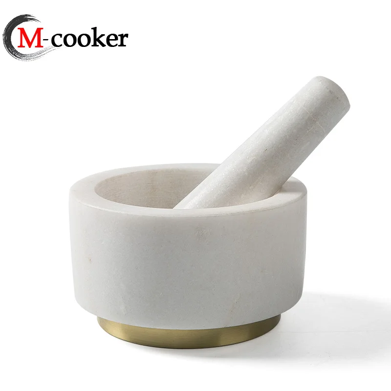 Manual Garlic Spice Press Pounder Kitchen Heavy Granite Pestle and Mortar Kit