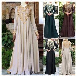 Plus Size Dubai Fashion Women Muslim Elegant Long-sleeve Casual Dress Islamic Ladies Abaya Cardigan