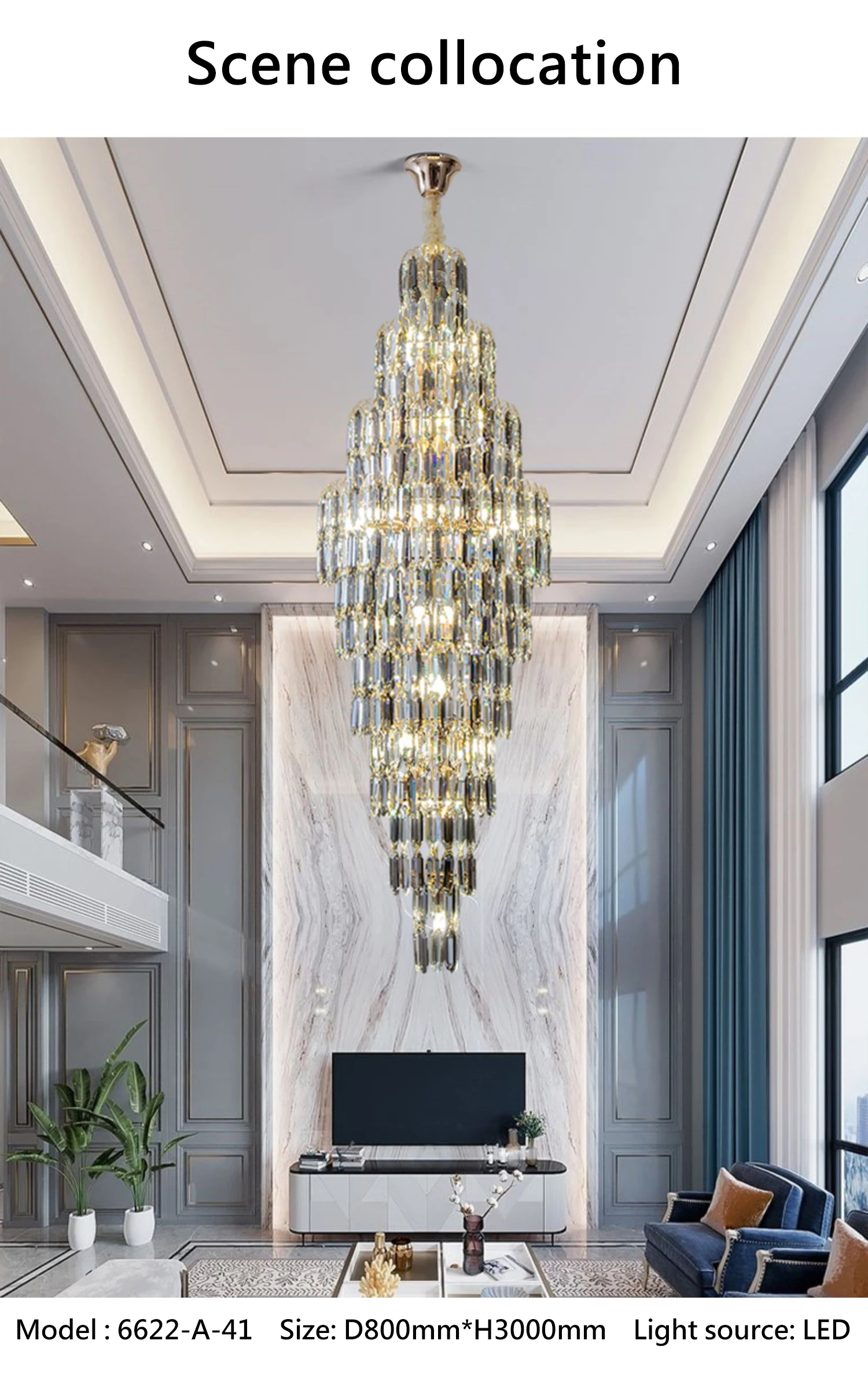 Villa Duplex Building Spiral Staircase Intelligent Lighting