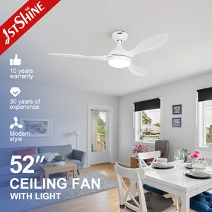 1stshine Ceiling Fan White Plastic Blades Light Adjustable LED Lighting 52 Inches Ceiling Fan with Light