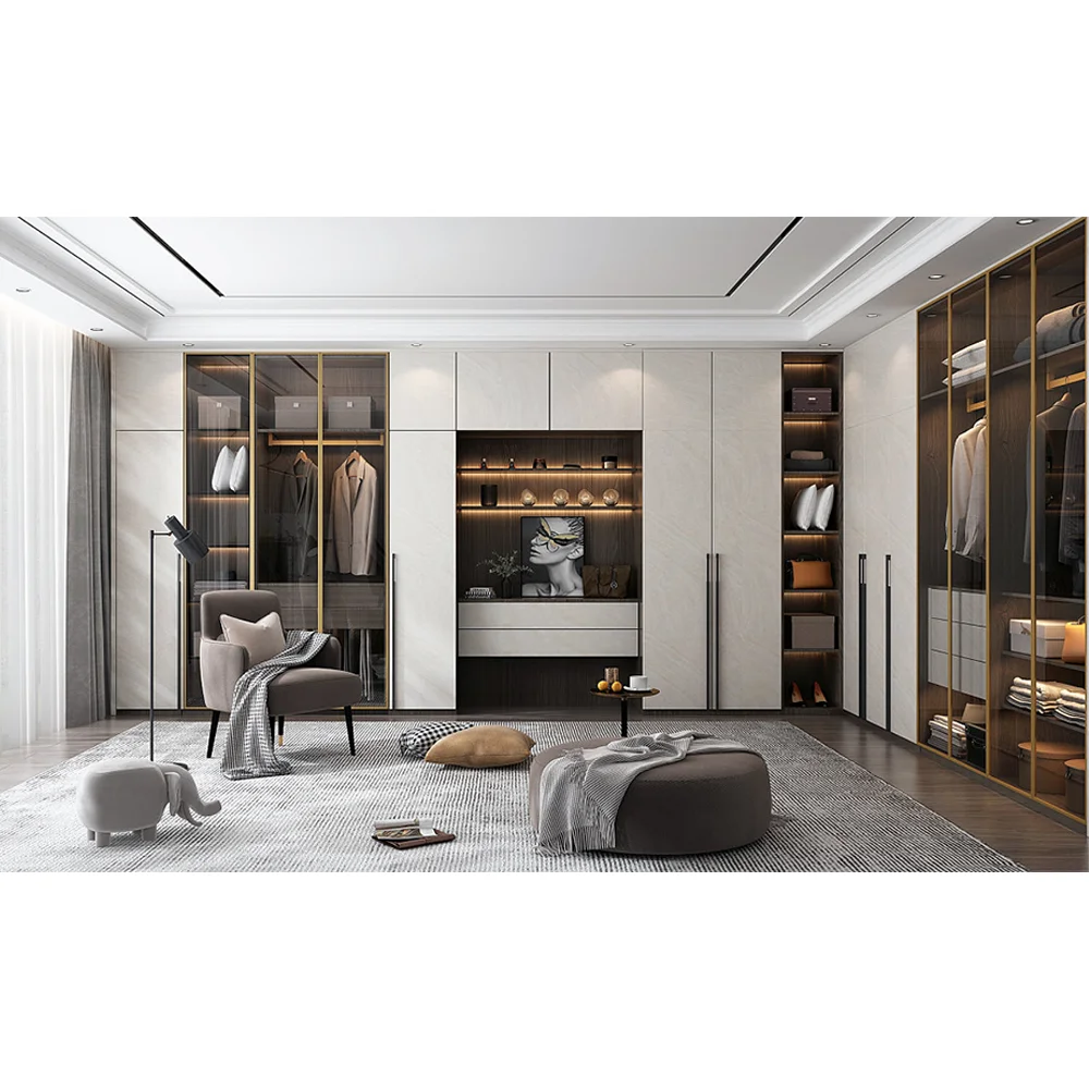 luxury walk in closet wardrobe with accessories