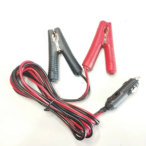 3M ABS Car Cigarette Charge Male Plug Connector Turn High Quality Iron Plated Copper 90mm Big Crocodile Clip Red Black Wire Cabl