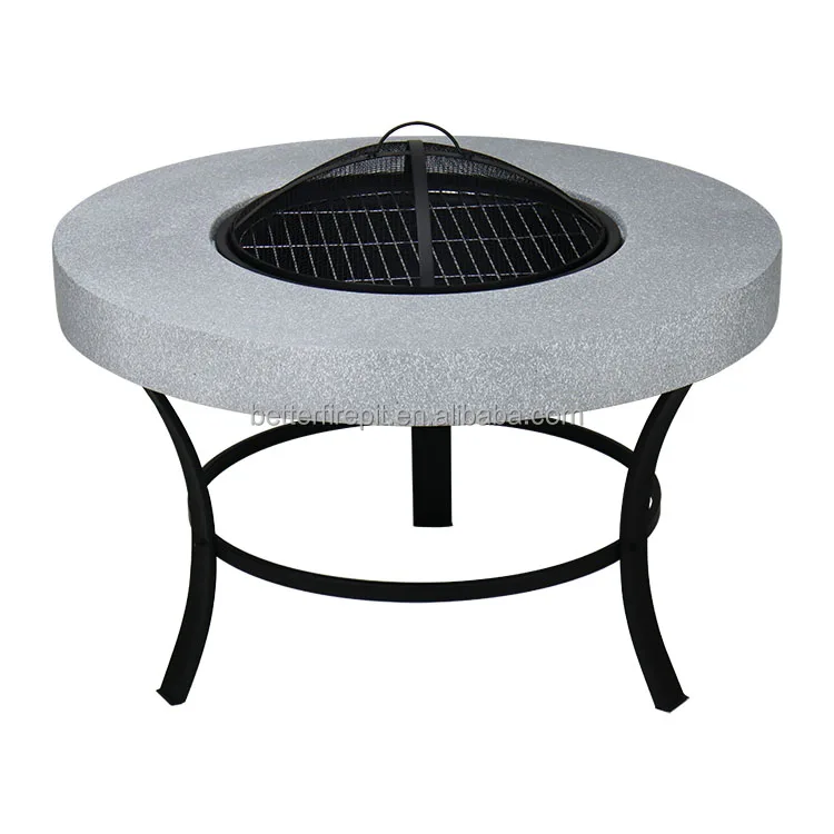 Simple And Classical Metal Stand & Mgo Body Fire Pit Table Fireplace