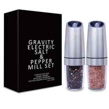 Gravity Electric Salt and Pepper Grinder Set with Adjustable Coarseness Automatic Pepper and Salt Mill Battery Powered with Blue