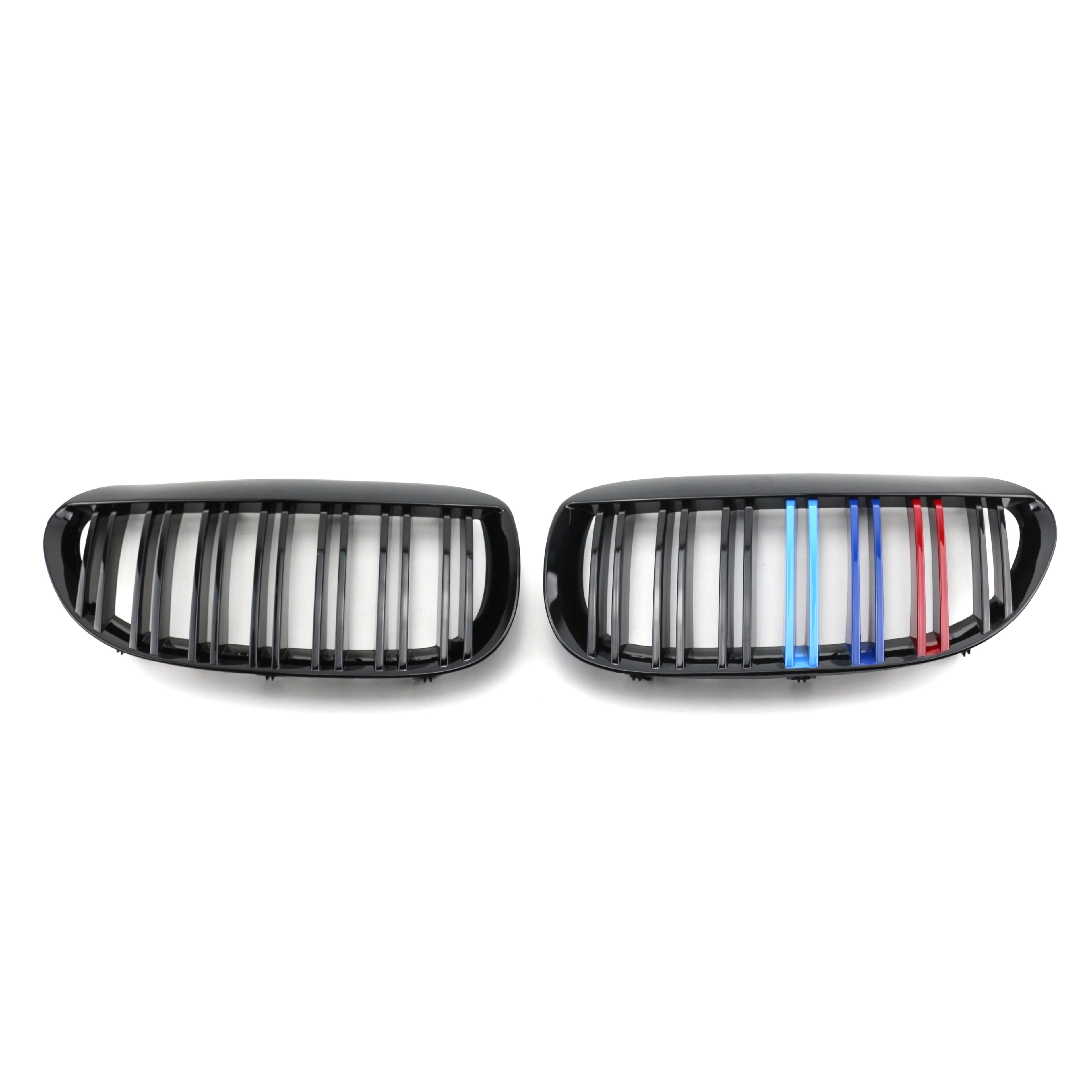 product tiypeor car modification parts double line gloss black grille front bumper kidney mesh grill for bmw 6 series e63 2006 2010-9
