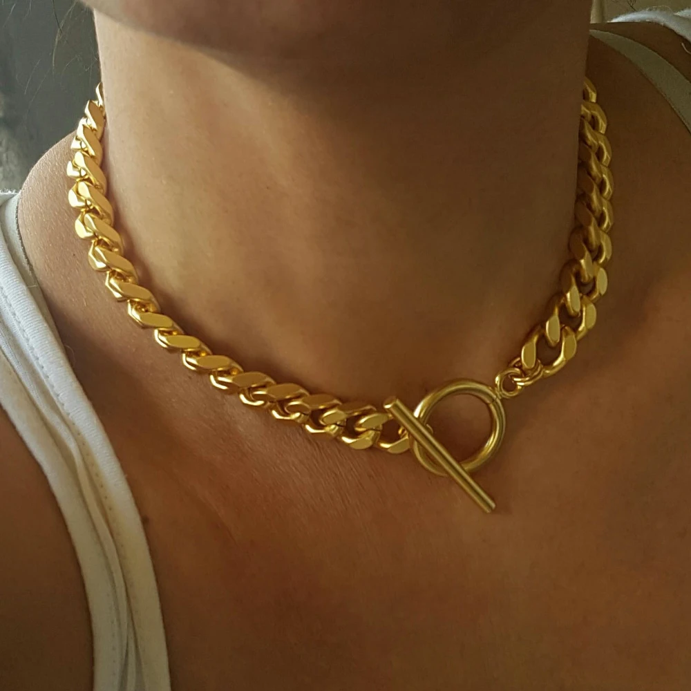 Vintage Chunky Gold Chain with Textured Links – Tarin Thomas