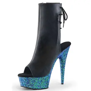 Women Steel Pipe Dance Shoes Sexy Ladies Ankle Boots Nightclub Stripteaser Exotic Party Dance Shoes 15cm Heel