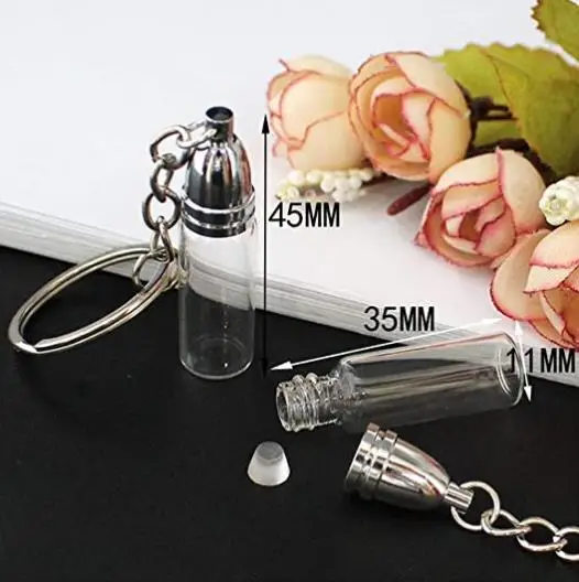 11*35mm Titanium steel urn bottle pendant commemorate pets ashes  perfume bottle pendant jewelry urn keyChain