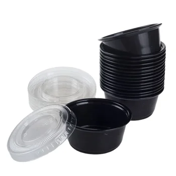 Clear/Black Custom 0.75 oz 1oz 1.5oz 2oz 3.25oz 4oz 5oz 5.5 oz Plastic Souffle Cup Disposable Sauce Cup