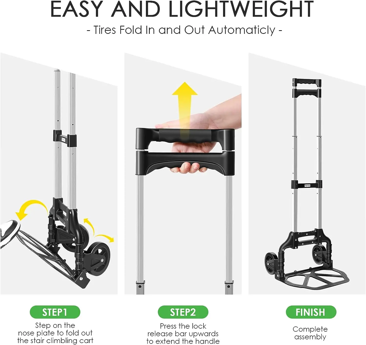 Dolly Cart Extended Handle Folding Hand Truck Dolly Foldable Hand Cart Height Lightweight Indoor and Outdoor Transport Moving