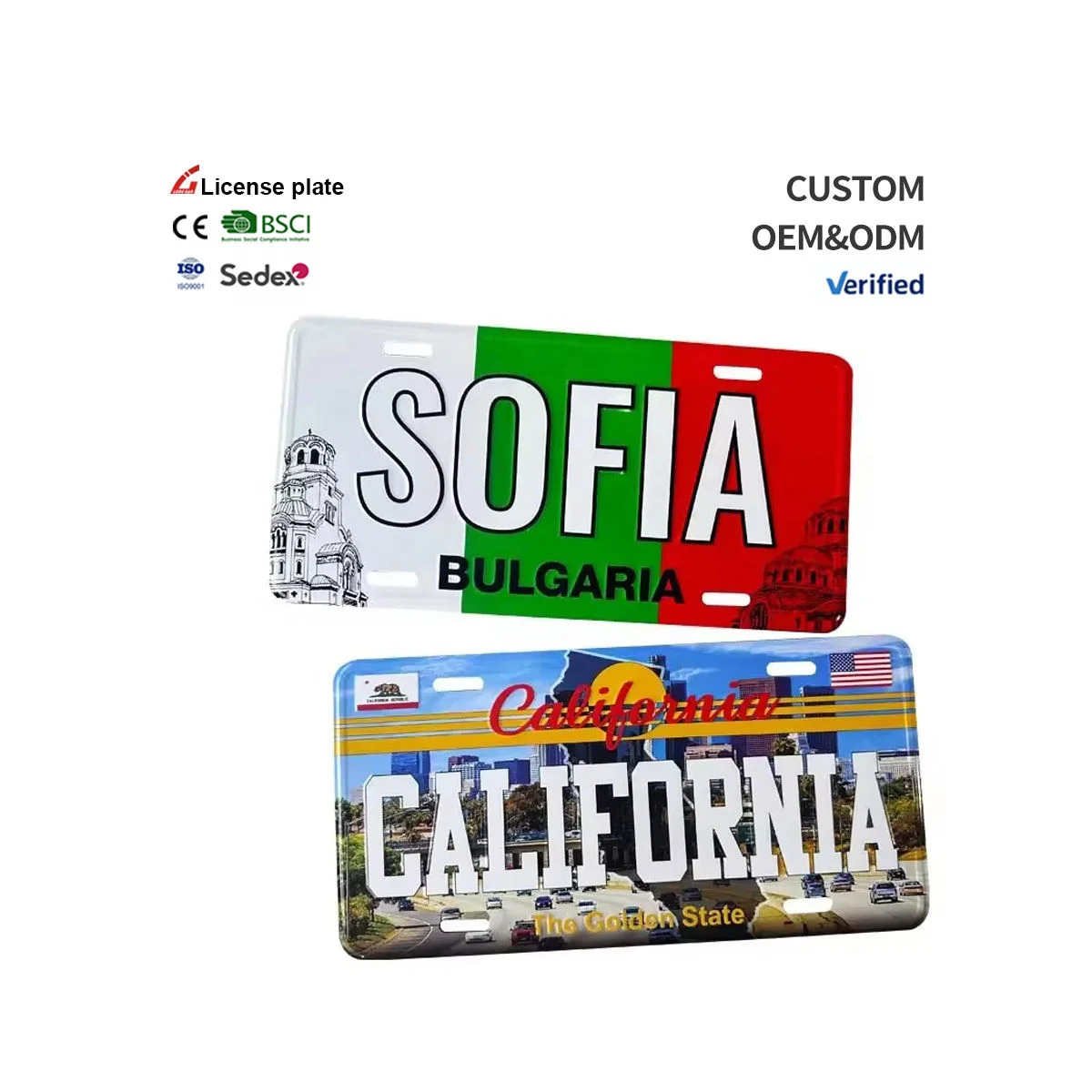 Accept Small Order Make Custom Own logo Blank Sublimation License Plate Metal Car Number License Plate for Auto Decoration