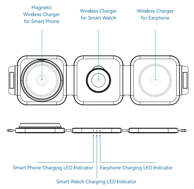 2023 Latest Design Fashion Qi2 Folding Magnetic Wireless Charging Phone