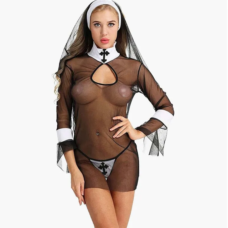 2023 New Halloween Women Cosplay Nuns Uniform Sexy Nun Lingerie SLDR-005
