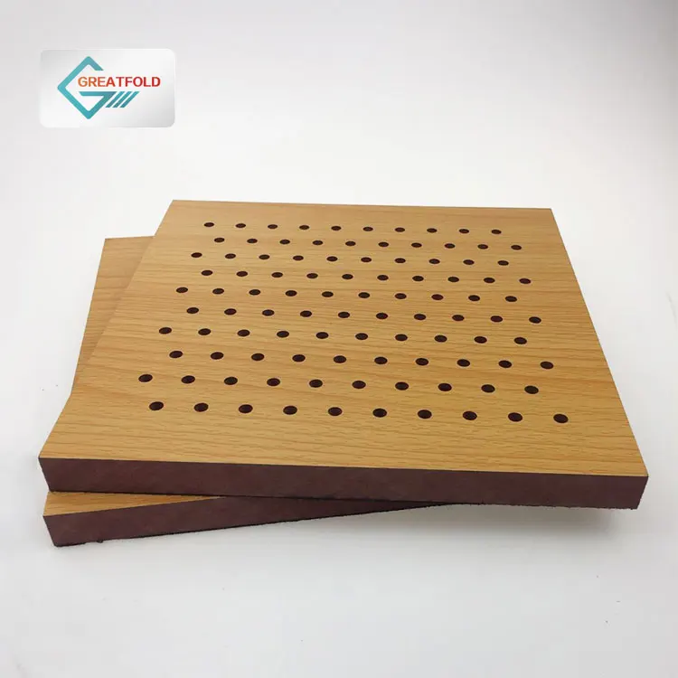 Wooden sound absorption acoustic panels Auditorium Hall Ceiling Acoustic Wall Panels Perforated Soundproof Material