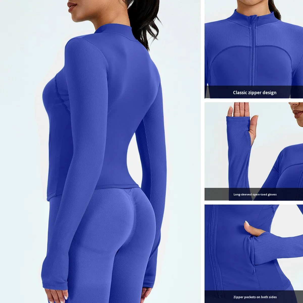 Nude Breathable for Long Sleeve High-End Sports Jacket Slim Fit Zipper Running Training preview