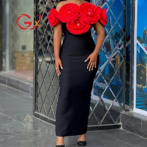 GX1312 Luxury Quality Women Boutique Sleeveless Bandage 3D Floral Cut-Out Long Dress Sexy Party Backless Evening Maxi Dresses