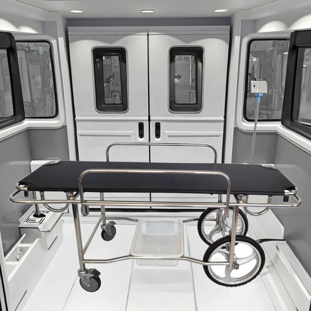 Patient Transport Stretcher Adjustable Spring Net Surface Large Wheels Cold-rolled Steel Aluminum Foldable Durable School 5
