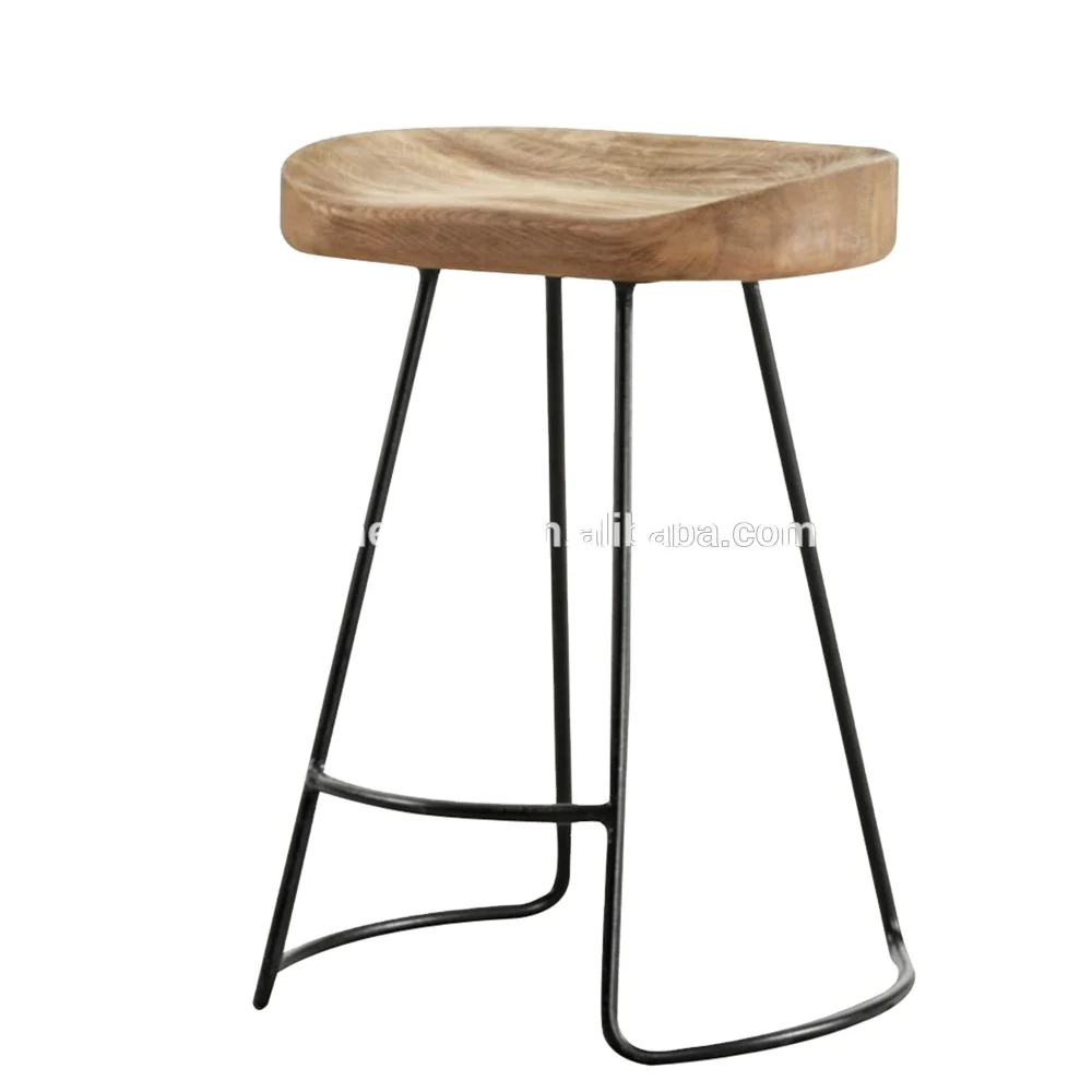 Iron Frame High Bar Chair With Oak Wood Seat Buy Bar Stool High Chair Wood Chair With Rush Seat Tall Bar Chair Product On Alibaba Com