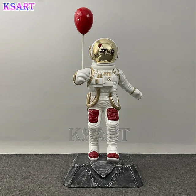 Man on the Moon Astronaut Statue Space Themed Set Sculpture
