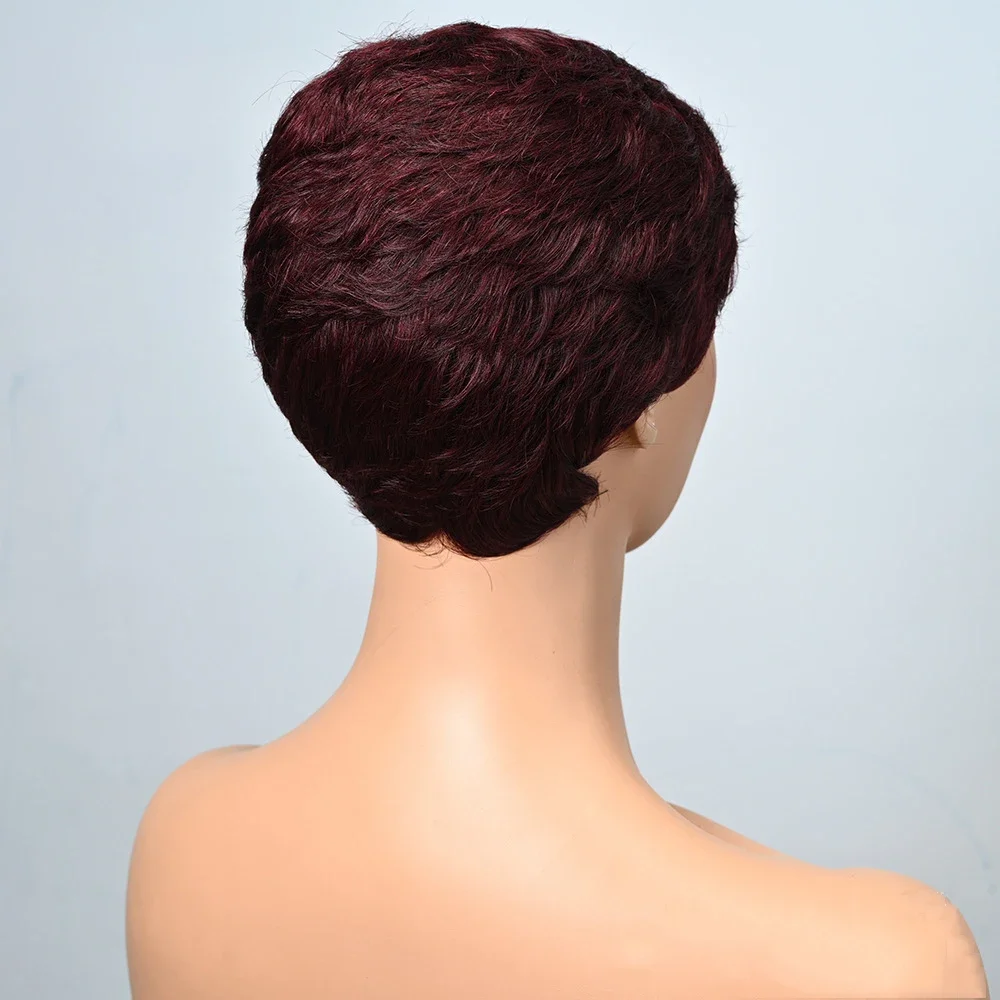 Kurze Bob-Perücken aus Echthaar, brasilianisches Remy-Haar, Pixie-Cut-Perücke, natürliche Wellen für Frauen_voghion.com