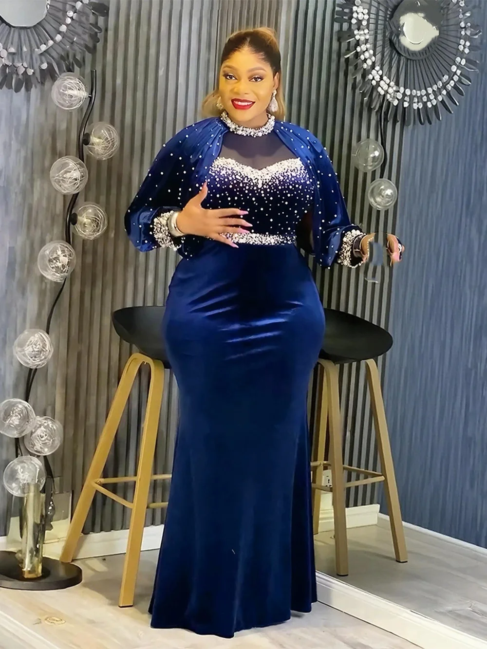 plus size african formal dresses Party For Women 2026 New Fashion Dashiki Ankara Velvet Wedding Gowns Elegant Turkey Muslim Maxi Dress pm_90+