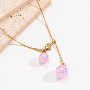 Copper Light Luxury Sporty Pearl Ball Clavicle Chain High-end Ins Style Niche Design All-match Snake Bone Chain Necklace