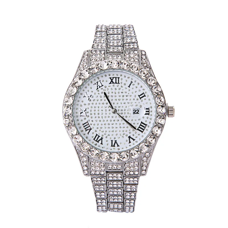 Wholesale Hip Hop Luxury Watch Bling Iced Out Full Diamond Quart