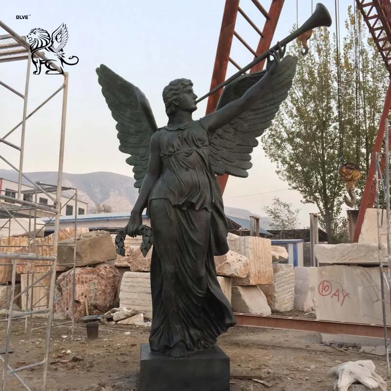 ブロンズ彫刻像 天使立像 エンジェル像 アンティーク 天使像/B-0