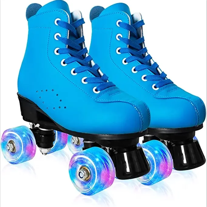 Junran Customization 4-Wheel Quad Roller Skates with Affordable Price Flashing PU Material Rental Roller Skate
