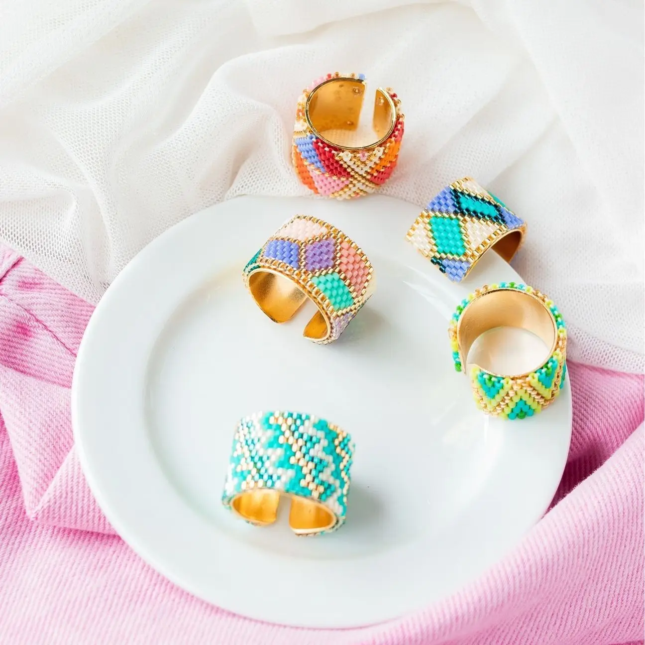 アクセサリー Mii LS-C1875 Miyuki Ring - Unique Bohemian Gold Adjustable Jewelry