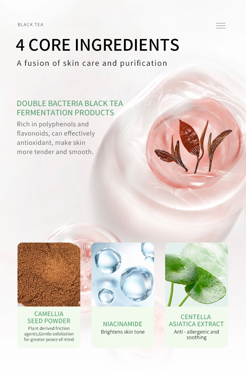 Face Spa Body Exfoliator Detoxifying Deep Cleansing Black Tea Mask Clay