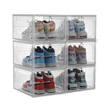 Customized Logo Hot 6 Pack Set Stackable Shoe Storage Box Crates ...