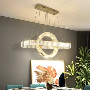 Light Luxury Modern Crystal Chandelier for Living Room Dining Room Villa Pendant Light with Warm White Color Remote Control