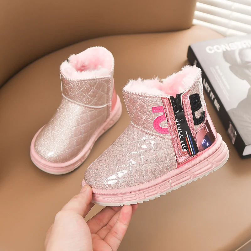 Детские теплые зимние ботинки, теплые Нескользящие большие хлопковые ботинки, Детские универсальные короткие ботинки, зима 2021