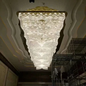 Customized Luxury LED Decoration Big Large Hotel Lobby Banquet Hall Crystal Custom Modern Led K9 Crystal Chandelier Light